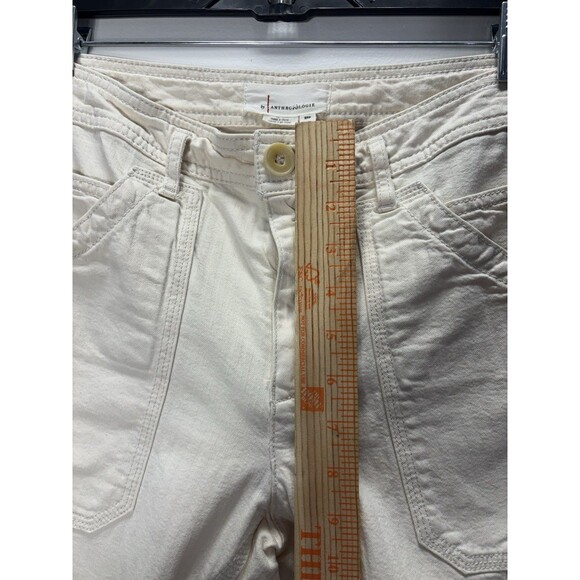 Anthropologie Women’s Carpenter Herringbone Cream Pants High Rise Sz Petite 27 - Picture 4 of 13